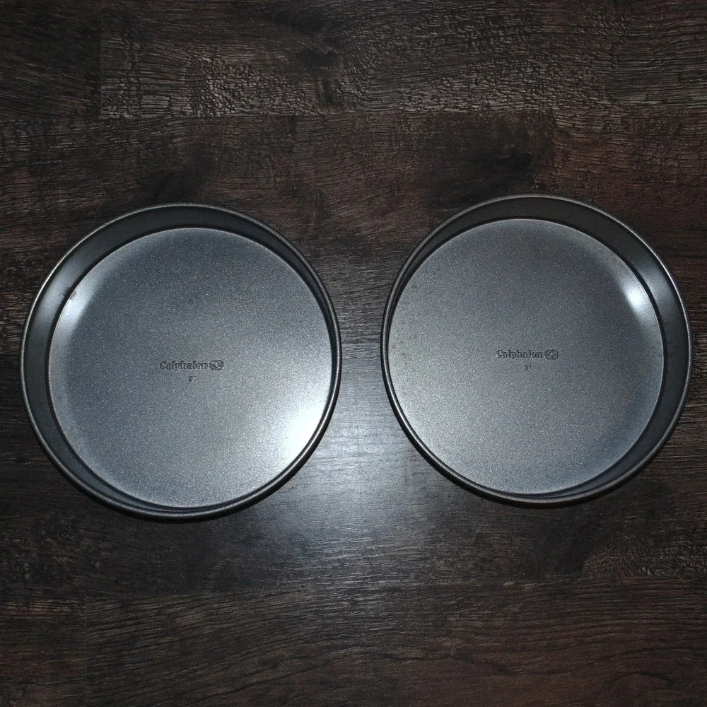 Calphalon Round Cake Pan Set 2pc 9in Gray Excellent Nonstick Steel Bakeware